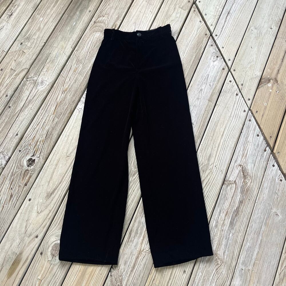 Zara Women's Black Velvet High Rise Wide Leg Pants Size S